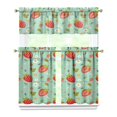 thumbnail image 1 of Strawberry Kitchen Curtain Valance 3 Piece Set Short Curtain Sink Window Decor 36 Inch Small Window Treatment Tier 27.5x36 Length, 1 of 6