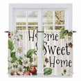 thumbnail image 1 of Strawberry Kitchen Curtains, Summer Fruits Spring Floral Botanical Light Filtering Window Curtain Panels, 2Pcs Rod Pocket Window Treatments Set for RV Dining Room Study Room 42x45 Inches, 1 of 9