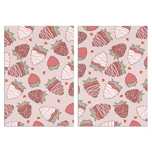 Strawberry Kitchen Towels Set of 2, Absorbent Dish Towels & Hand Towels - Soft Decorative Tea Towels for Farmhouse Kitchen Decor, Fruit Themed Bar Mops