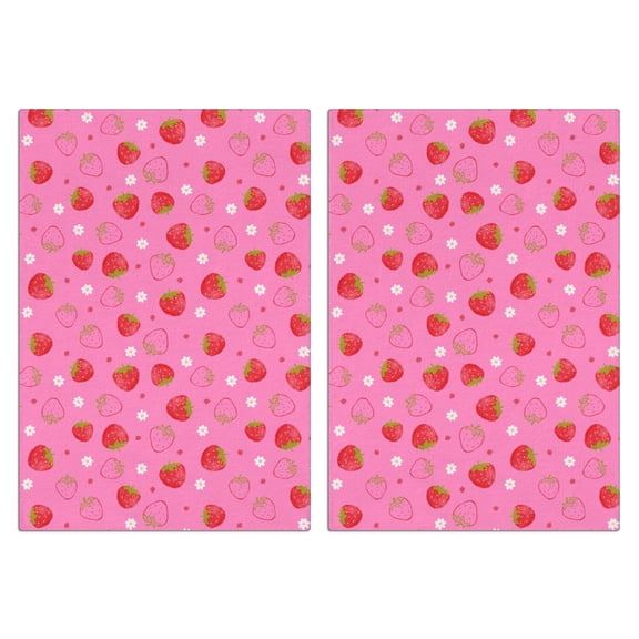 Strawberry Kitchen Towels Set of 2, Absorbent Dish Towels & Hand Towels - Soft Decorative Tea Towels for Farmhouse Kitchen Decor, Fruit Themed Bar Mops