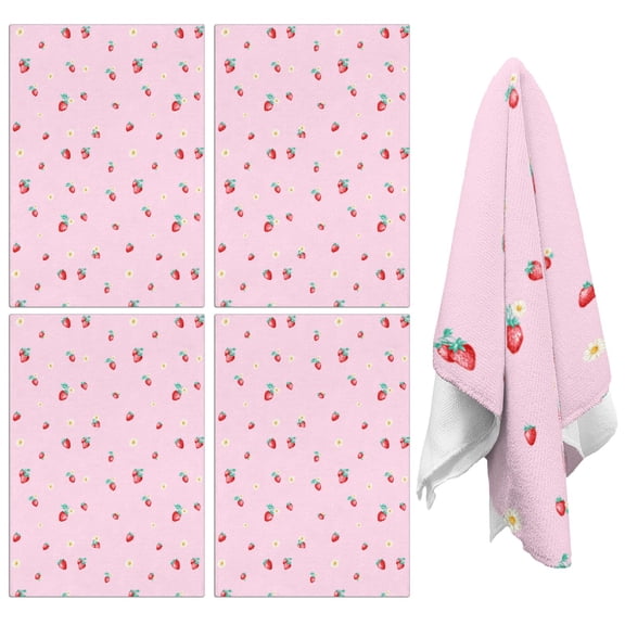 Strawberry Kitchen Towels Set of 2,Ultra Absorbent & Fast Drying Farmhouse Dish Towels 18x26 Inch,Decorative Hand Towels for Kitchen,Bathroom,Cooking,Baking,Housewarming Gift.
