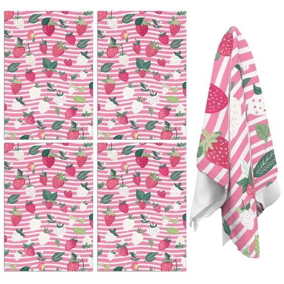 Strawberry Kitchen Towels Set of 2,Ultra Absorbent & Fast Drying Farmhouse Dish Towels 18x26 Inch,Decorative Hand Towels for Kitchen,Bathroom,Cooking,Baking,Housewarming Gift.