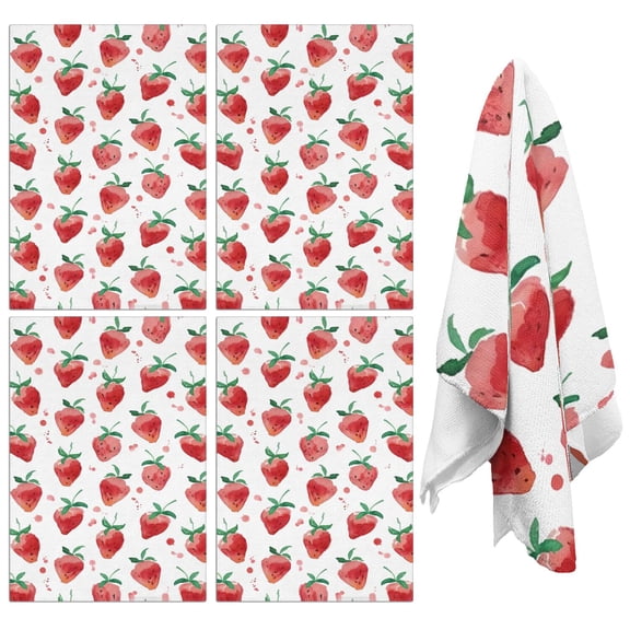 Strawberry Kitchen Towels Set of 2,Ultra Absorbent & Fast Drying Farmhouse Dish Towels 18x26 Inch,Decorative Hand Towels for Kitchen,Bathroom,Cooking,Baking,Housewarming Gift.