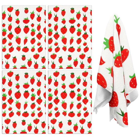 Strawberry Kitchen Towels Set of 2,Ultra Absorbent & Fast Drying Farmhouse Dish Towels 18x26 Inch,Decorative Hand Towels for Kitchen,Bathroom,Cooking,Baking,Housewarming Gift.