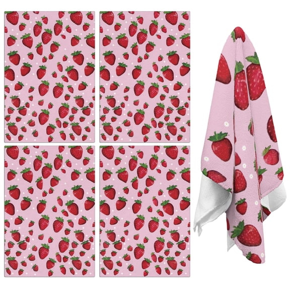 Strawberry Kitchen Towels Set of 2,Ultra Absorbent & Fast Drying Farmhouse Dish Towels 18x26 Inch,Decorative Hand Towels for Kitchen,Bathroom,Cooking,Baking,Housewarming Gift.