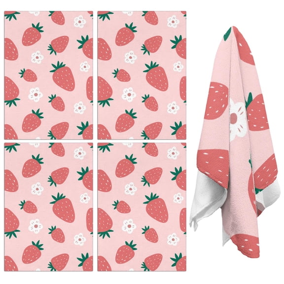 Strawberry Kitchen Towels Set of 2,Ultra Absorbent & Fast Drying Farmhouse Dish Towels 18x26 Inch,Decorative Hand Towels for Kitchen,Bathroom,Cooking,Baking,Housewarming Gift.