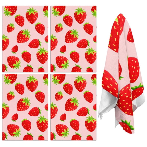 Strawberry Kitchen Towels Set of 2,Ultra Absorbent & Fast Drying Farmhouse Dish Towels 18x26 Inch,Decorative Hand Towels for Kitchen,Bathroom,Cooking,Baking,Housewarming Gift.