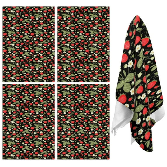 Strawberry Kitchen Towels Set of 2,Ultra Absorbent & Fast Drying Farmhouse Dish Towels 18x26 Inch,Decorative Hand Towels for Kitchen,Bathroom,Cooking,Baking,Housewarming Gift.