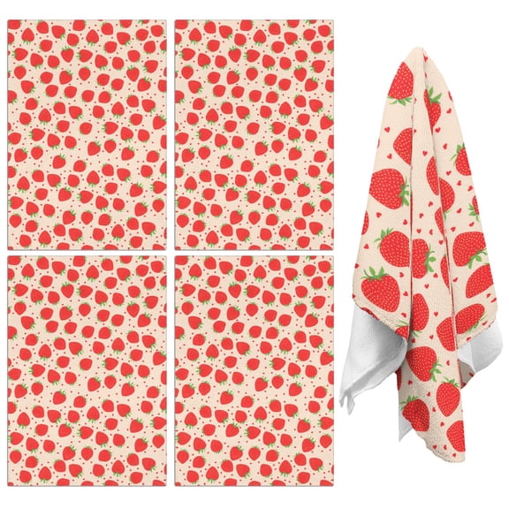 Strawberry Kitchen Towels Set of 2,Ultra Absorbent & Fast Drying Farmhouse Dish Towels 18x26 Inch,Decorative Hand Towels for Kitchen,Bathroom,Cooking,Baking,Housewarming Gift.