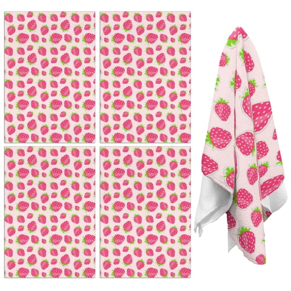 Strawberry Kitchen Towels Set of 2,Ultra Absorbent & Fast Drying Farmhouse Dish Towels 18x26 Inch,Decorative Hand Towels for Kitchen,Bathroom,Cooking,Baking,Housewarming Gift.