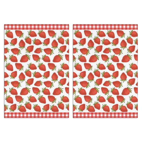 Strawberry Kitchen Towels Set Of 2, Absorbent and Soft Dish Towels for Farmhouse Decor, Country Kitchen.
