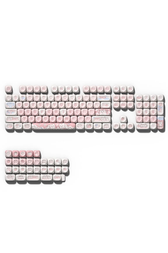 Strawberry Kitten Keycaps MOA Keycap Set For 132Keys for Mechanical Keyboards