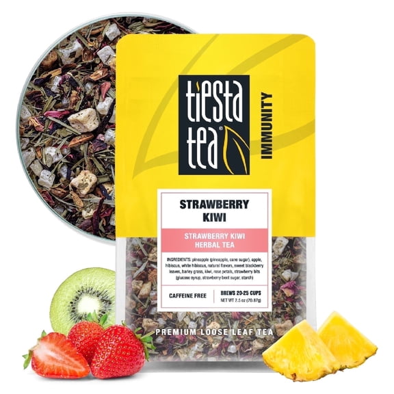 Tiesta Tea - Strawberry Kiwi | Loose Leaf Herbal Tea | Caffeine-Free Fruit Blend | Make Hot or Iced & Brews Up to 25 Cups | 2.5 Ounce Resealable Pouch