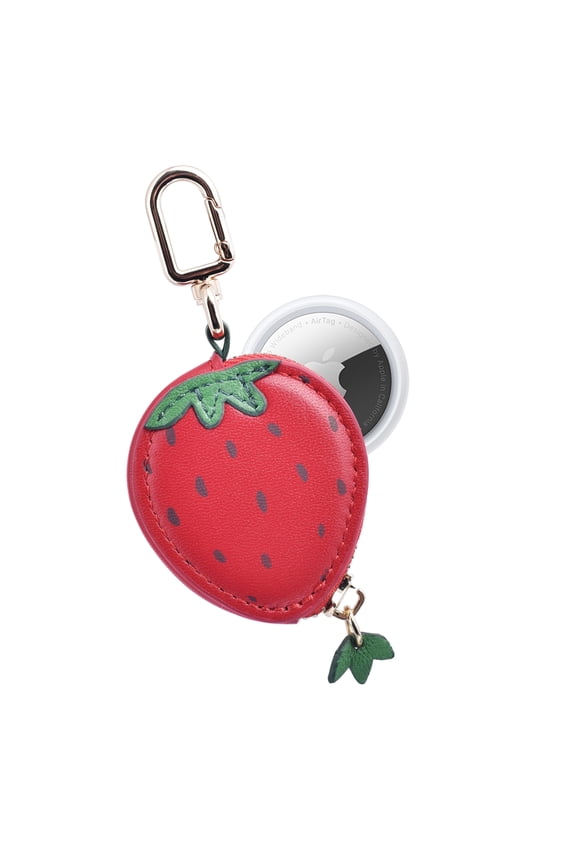 Strawberry Leather AirTag Holder Bag Charm