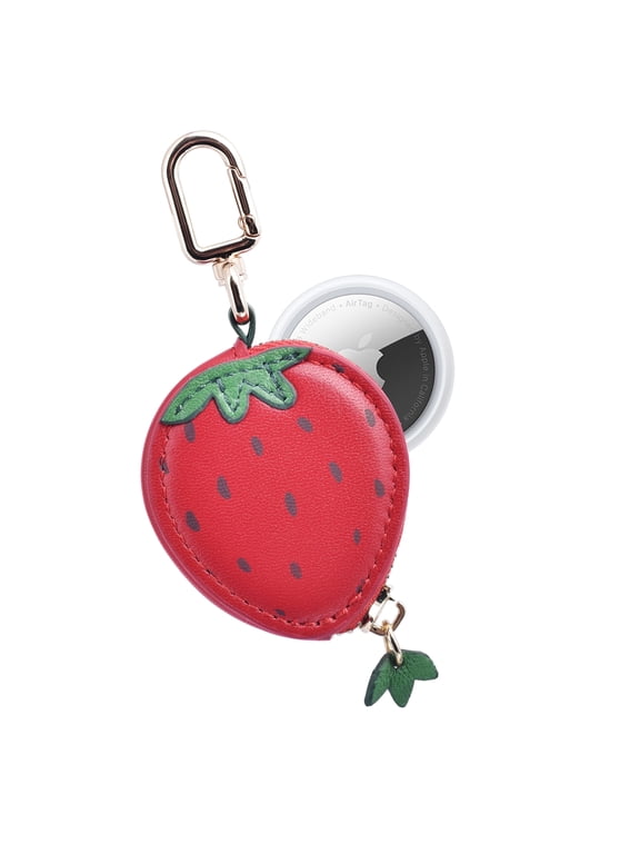 Strawberry Leather AirTag Holder Bag Charm
