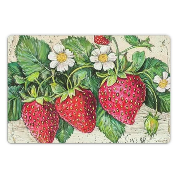 Strawberry Leaves Flower Metal Tin Sign Strawberry Wall Decor Wall Art Flower Home Decoration Cute Retro Decor for Farmhouse Vintage Home House Yard Plaques 12x8 Inches