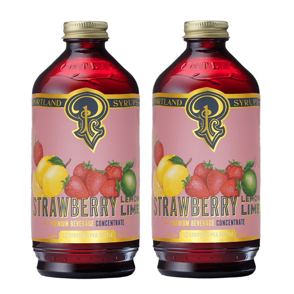 Strawberry Lemon Lime Syrup - Craft Delicious Cocktails, Mocktails, Sodas, Tea and More - Organic Cane Sugar - Whole Ingredients - 12 oz bottle (Pack of 2)