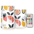 thumbnail image 1 of Strawberry Lemon Watermelon Flameless LED Candle Set with Remote, Battery Operated Color Changing Pillar Candles, Set of 2, 1 of 7
