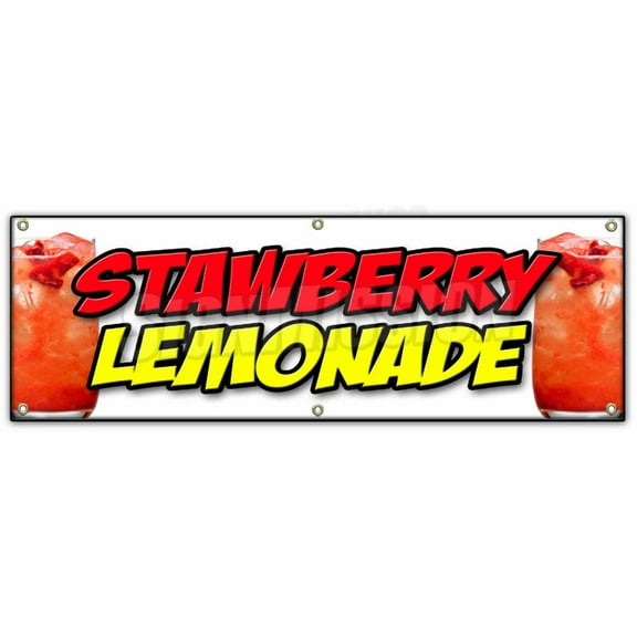 Strawberry Lemonade Banner 24" X 72" Heavy Duty 13 Oz Vinyl Banners with Grommets Single Sided