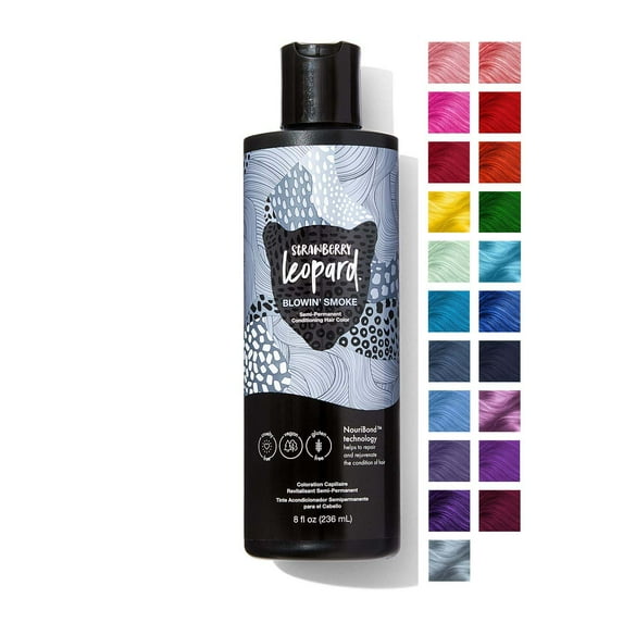 Strawberry Leopard Blowin' Smoke Semi Permanent Conditioning Hair Color, Repairs and Rejuvenates Hair, All Hair Types and Textures, Vegan, Cruelty-Free, Gluten-Free, 8 Fl. Oz.