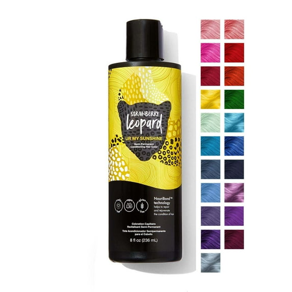 Strawberry Leopard Ur My Sunshine Semi Permanent Conditioning Hair Color, Repairs and Rejuvenates Hair, All hair Types and Textures, Vegan, Cruelty-Free, Gluten-Free, 8 Fl. Oz.