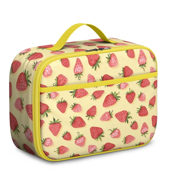 Strawberry Lunch Bag for School Reusable Insulated Lunch Bag for Women Men Meal Containers with Exterior & Interior Pockets Collection