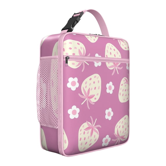 Strawberry Lunch Box Insulated Lunch Bag Box Women Men Reusable Cute Small Bento Lunch Box Containers for Commuters Cooler Tote Bag Lunchbox for Office School Picnic