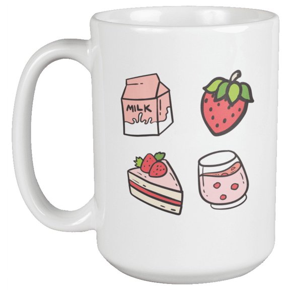 Strawberry Milk, Cake & Shake Unique Coffee & Tea Mug Cup & Drinkware (15oz)