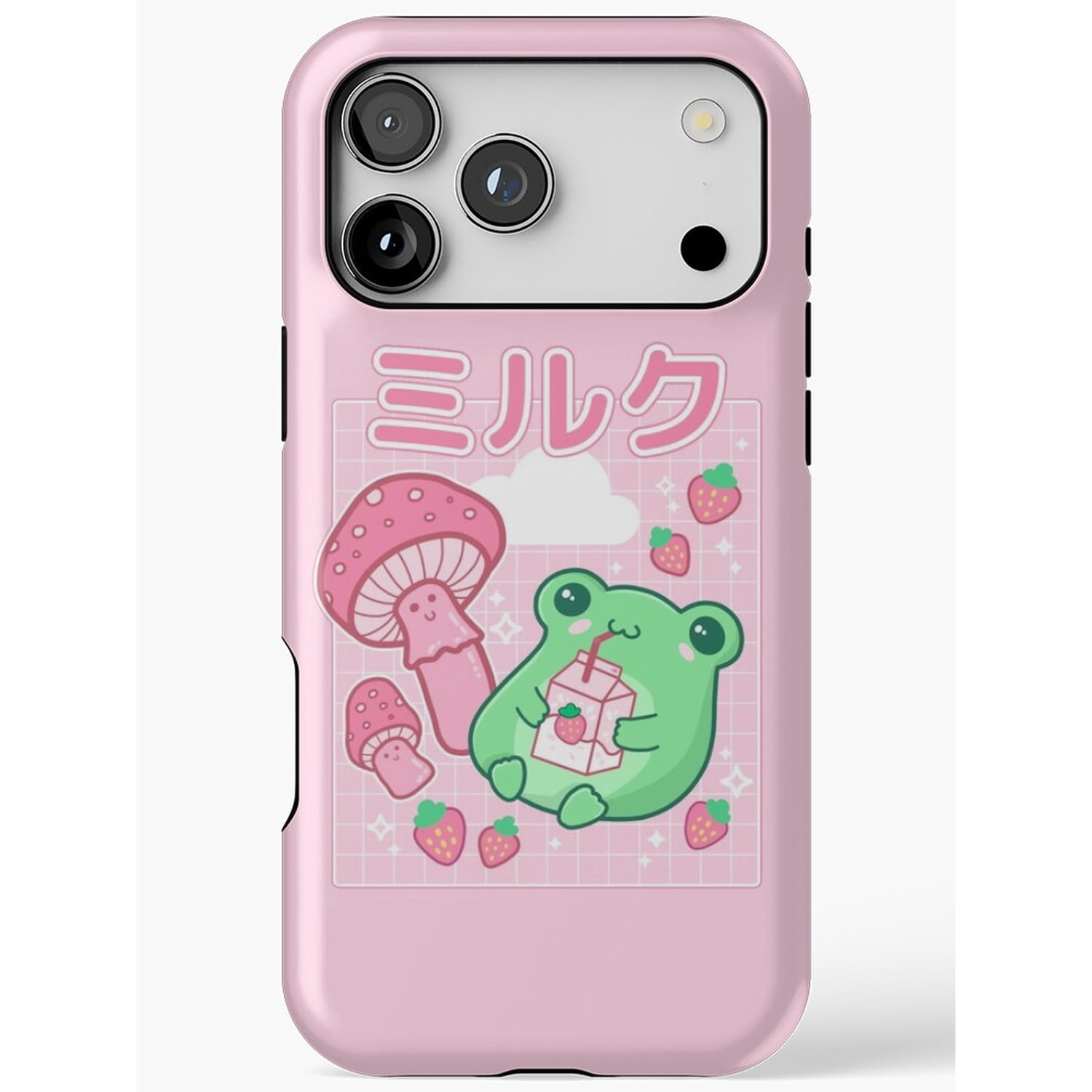 Strawberry Milk Frog and Mushroom Pink Tough Case for Apple iPhone ...