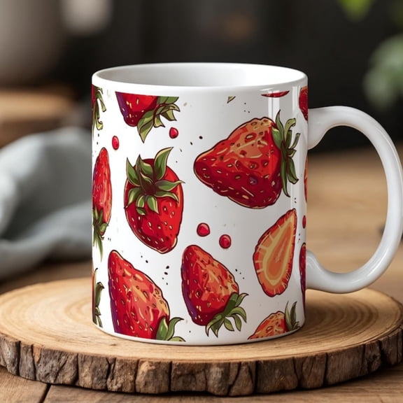 Strawberry Mug 0 ml Cute Fruioffee Cup Summer Drinkware Gift Berry Pattern Ceramic Mug Fun Kitchen Cup.