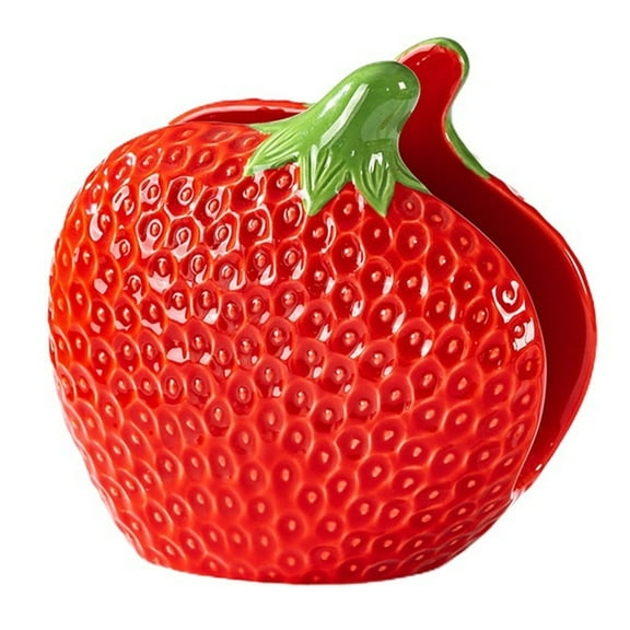 Strawberry Napkin Holder for Table, Cute Ceramic Fruits Tissue Holder for Dining Roon Kitchen