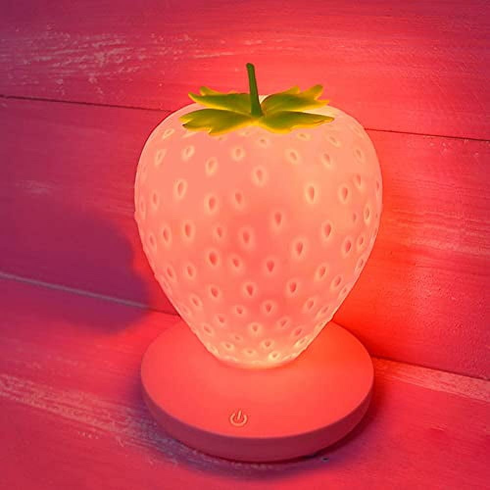 Strawberry Night Light, Cute Silicone Strawberry Lamp, LED Cute