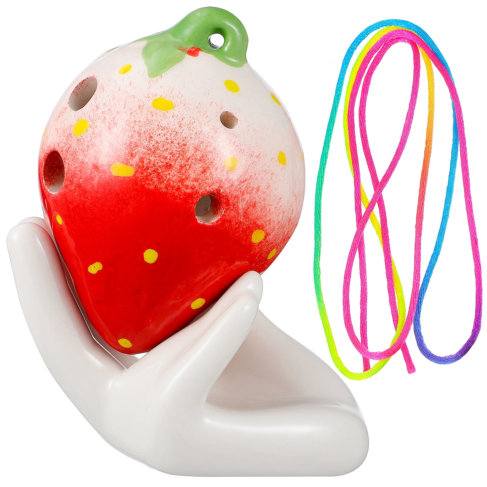 Strawberry Ocarina Toy Six-hole Ocarina Plaything Instrument with Lanyard Support Holder Music Score for Kids and Beginners