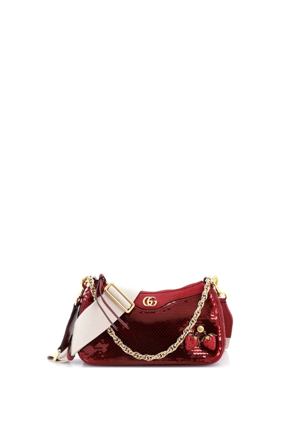 Strawberry Ophidia Shoulder Bag Sequins Small By Rebag