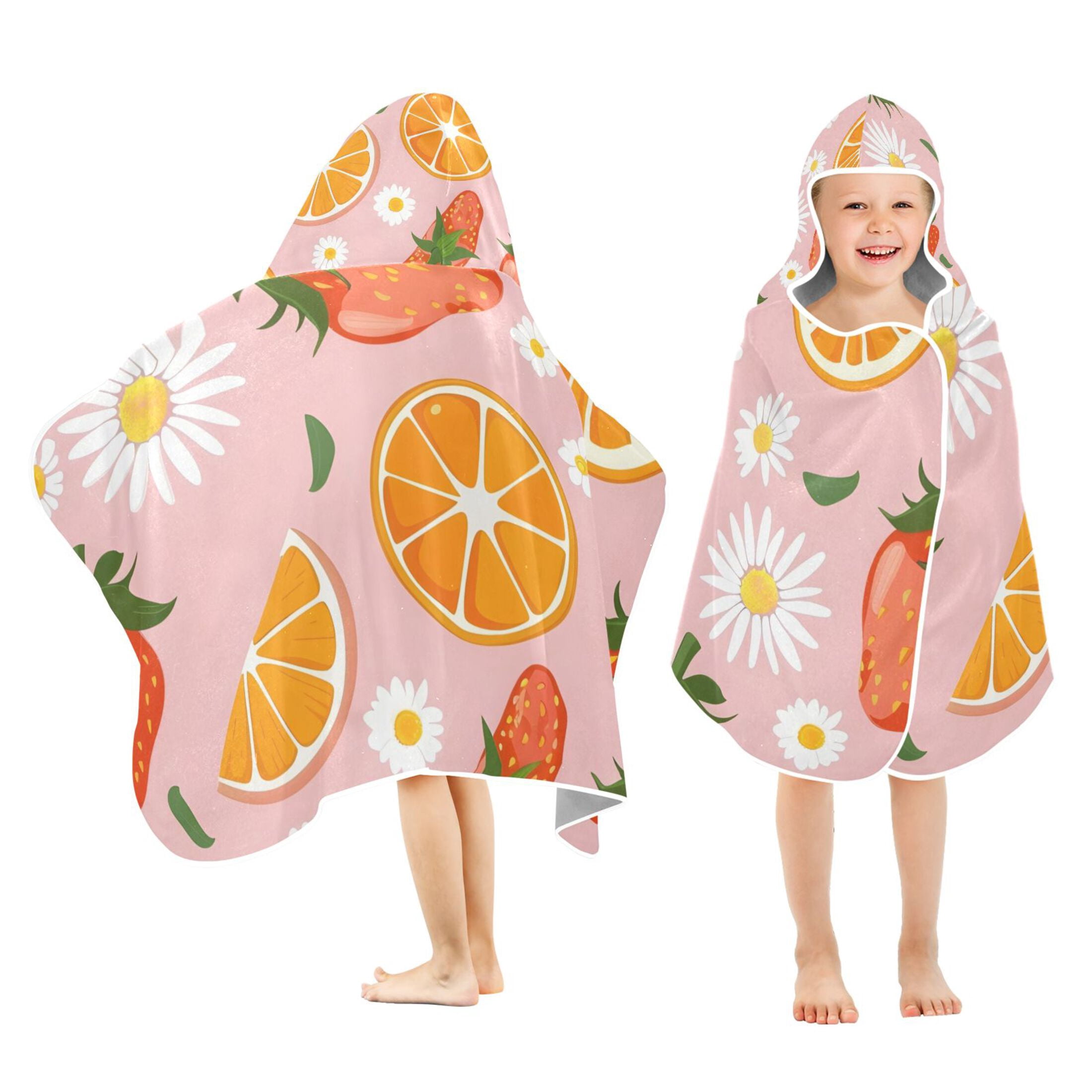 Strawberry Orange Daisy Flower Toddler Hooded Beach Towel 24" x 50 ...