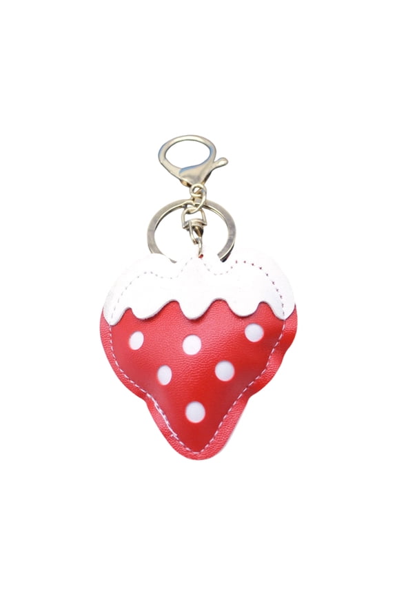 Strawberry PU1eatherKey Ring Soft Textured Multicolor Decoration Portable for Everyday Use or Special Occasions