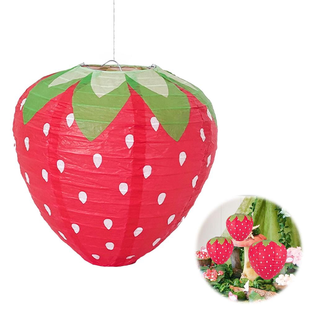 Strawberry Paper Lantern Decoration, Red, 11.81 in, seasonal sculpted ...