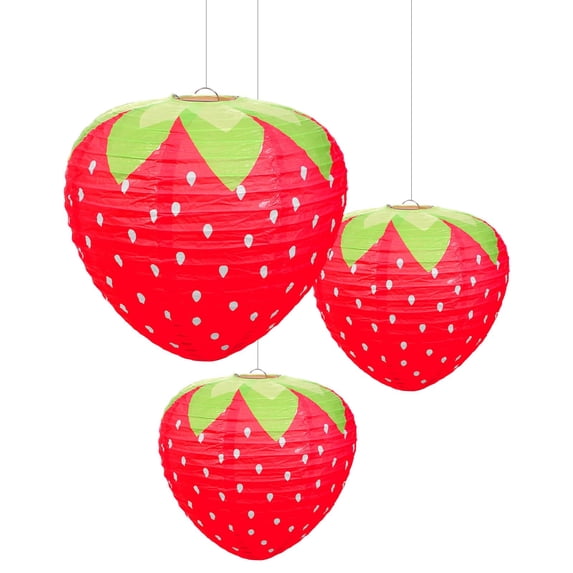 Strawberry Party Decorations,3 PCS Pink Strawberry Paper Lantern, 8" & 12" Strawberrys Lantern Decorations, Strawberrys Themed Decor for Room, Birthday Party, Baby Shower, Wedding, Garden