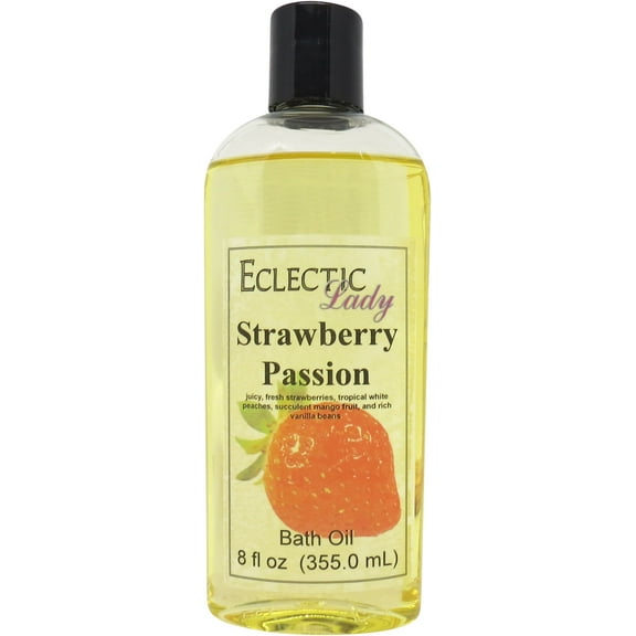 Strawberry Passion Bath Oil - Scented Body Oil - Relaxing & Moisturizing Bathing Oil - Fragrance Body Oil For Dry & Rough Sensitive Skin - 8 oz