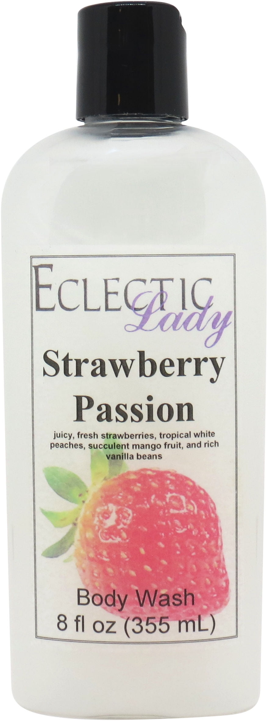 Strawberry Passion Body Wash by Eclectic Lady, Liquid Shower Gel for Women and Men, 8 Ounces