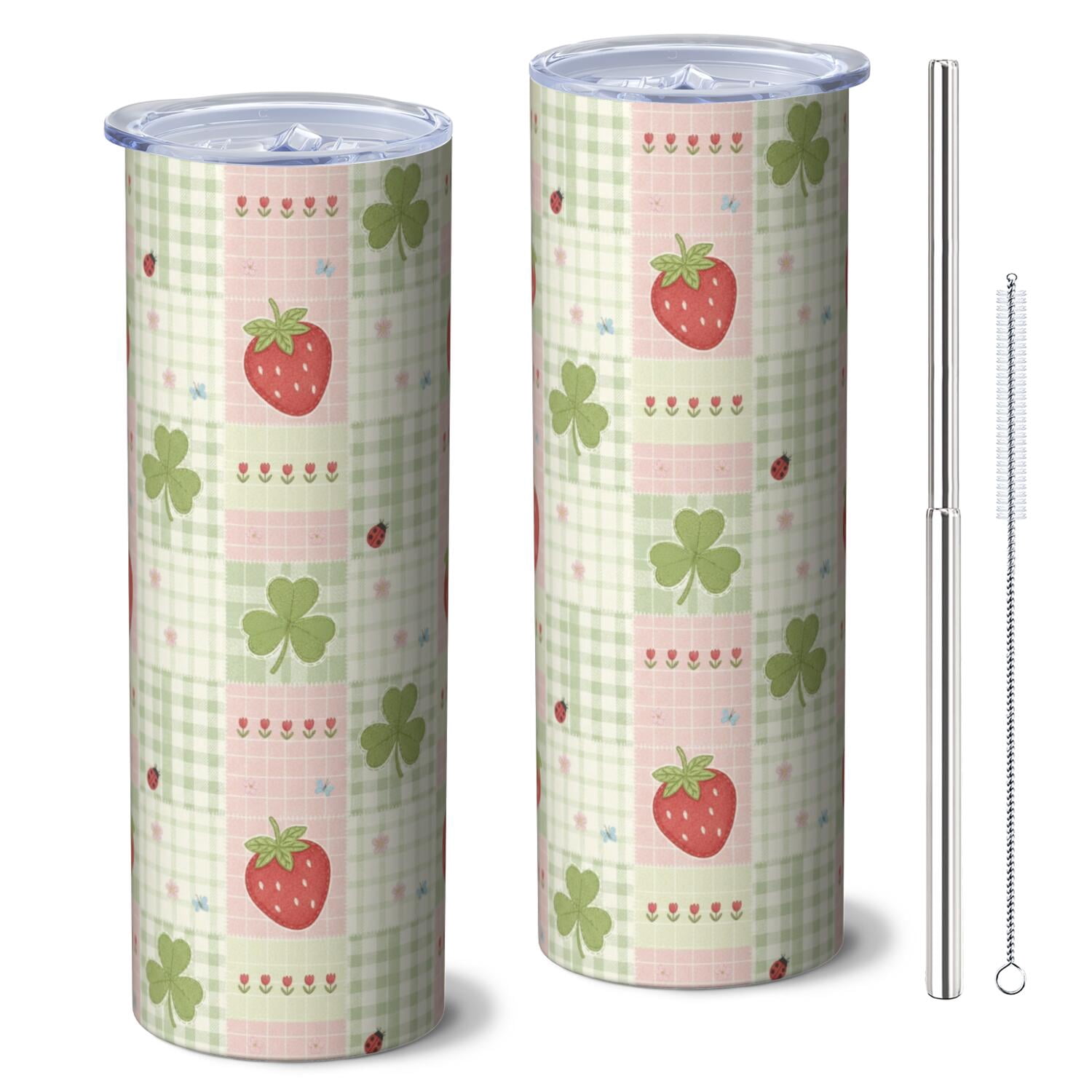 Strawberry Patch 20oz Straight Stainless Steel Tumbler, Thermal Tumbler ...