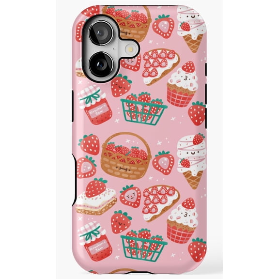 Strawberry Patch Garden Fruit Pattern Design Phone Case for iPhone 17 16 15 14 13 12 11 Pro Max