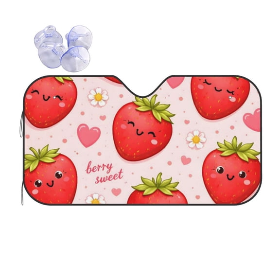 Strawberry Pattern Car Windshield Sun Shade Universal Fit Auto Sun Visor Protector
