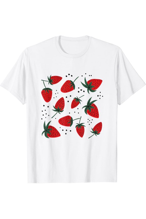 Strawberry Pattern Cute Berry Fruit Lover for Fruitarian T-Shirt
