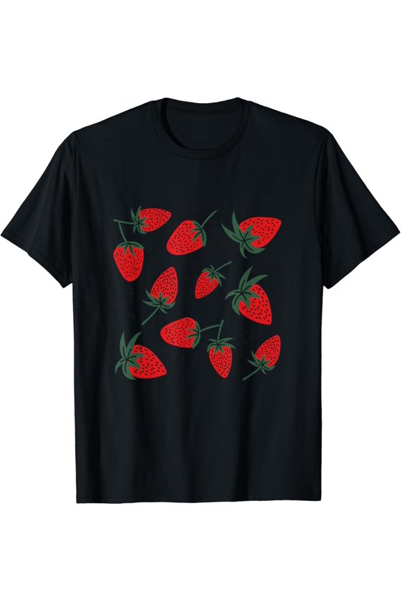 Strawberry Pattern Cute Berry Fruit Lover for Fruitarian T-Shirt
