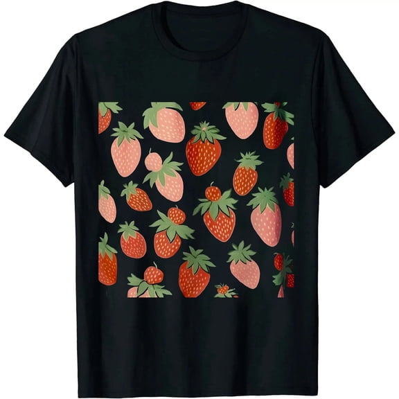 Strawberry Pattern Fruitarian Berry Strawberries Fruit Lover T-Shirt