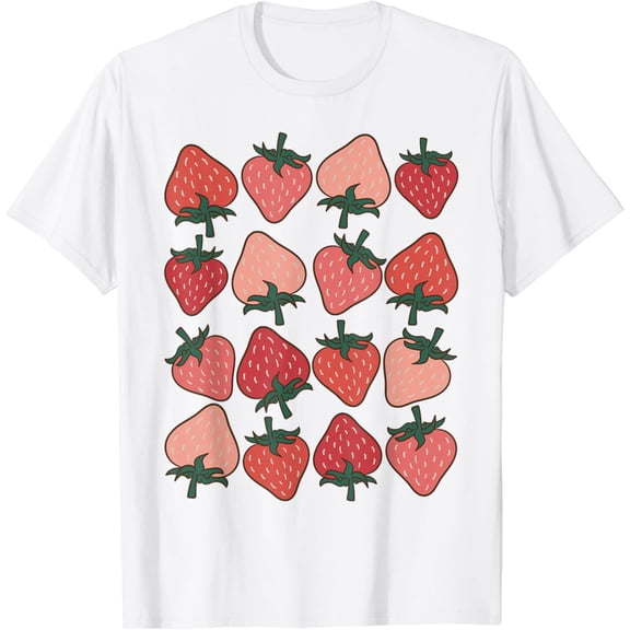 Strawberry Pattern Fruitarian Berry Strawberries Fruit Lover T-Shirt
