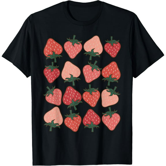Strawberry Pattern Fruitarian Berry Strawberries Fruit Lover T-Shirt