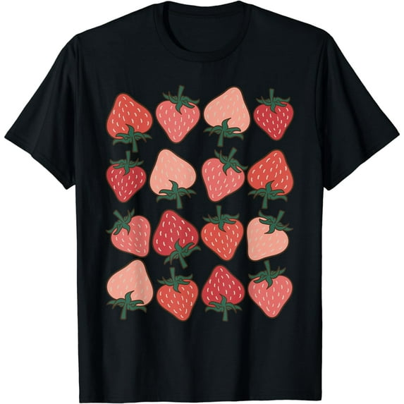 Strawberry Pattern Fruitarian Berry Strawberries Fruit Lover T-Shirt