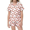 thumbnail image 1 of Strawberry Pattern Kids Boys and Girls Pattern Printed Short Sleeve Button Down Pajamas Shorts Set Sleepwear Outfits Size 2-3 Years, 1 of 3